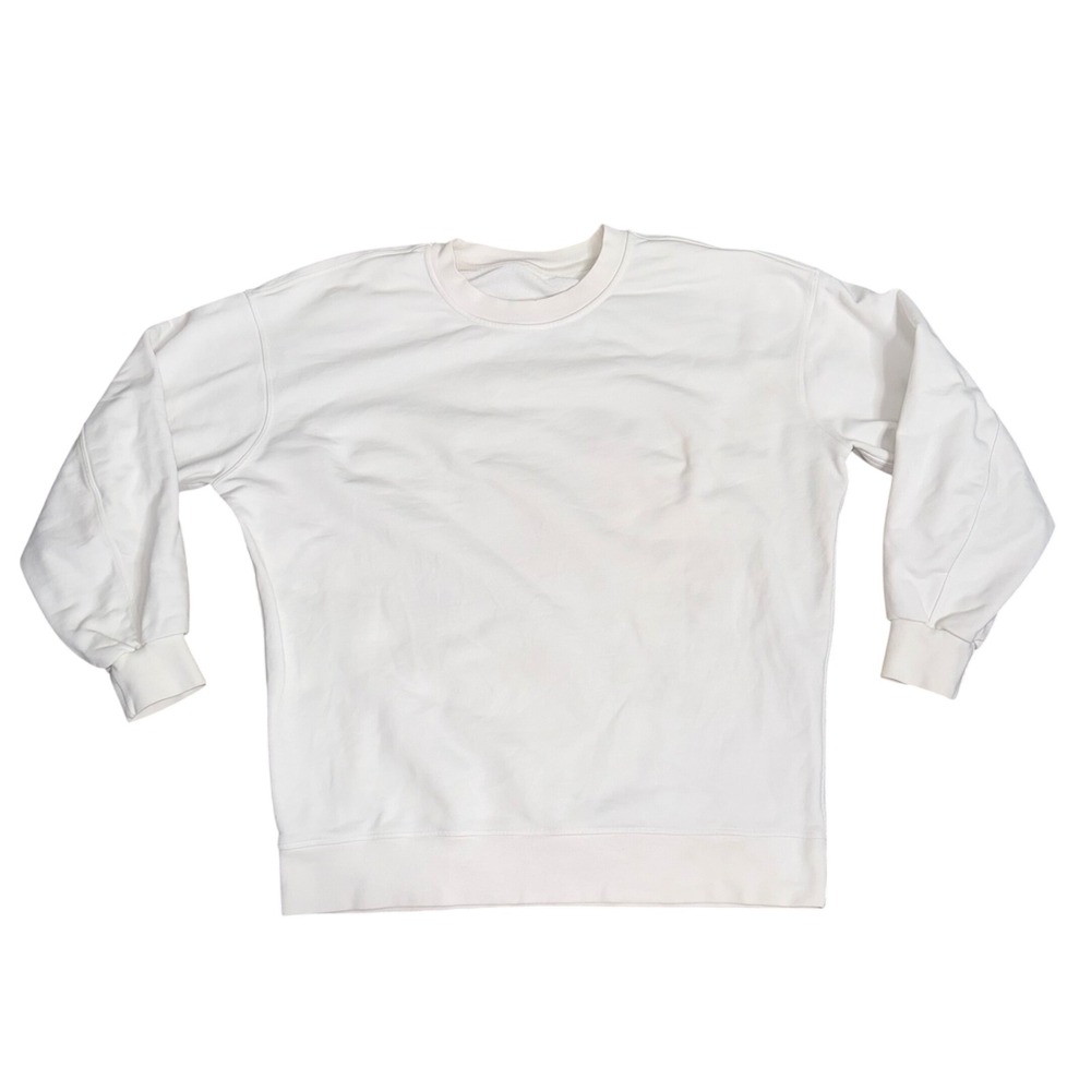 Lululemon Perfectly Oversized Crew Women 12 White Good French Terry Sweatshirt